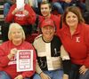 Linda and Gary Pyle received the coveted year long PARKING PASS presented by Nicole Fleak.
(Alma Baker is the one hiding behind her Team information sheet - hehehe)