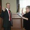 Pictured is Pat Clarke and Josh Meisner. This was her last day in office. She swore in Mr. Meisner as Prosecuting Attorney